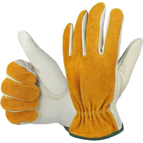 Gants de jardin en cuir de vachette résistants aux coupures pour hommes et femmes - Gants de travail et de jardinage en cuir Labor Insurance (1/5)