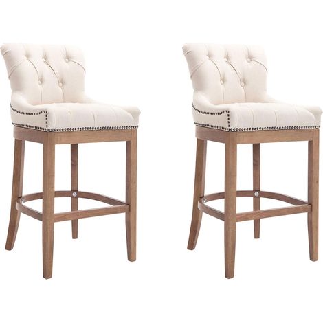 Set 2 sgabelli Lakewood in tessuto crema antico chiaro