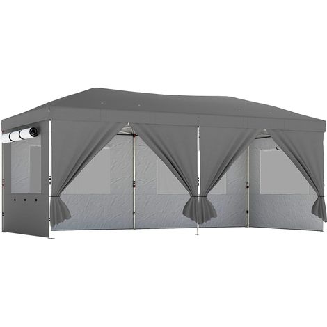Tonnelle Pop-Up Turón Abri Jardin Extérieur Résistant Gris Foncé Crème 17.5m² (1/5)