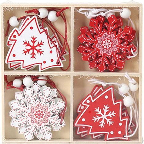 Ensemble de 12 décorations de Noël pour sapin : anges en bois peints, pendentifs à décorer soi-même.