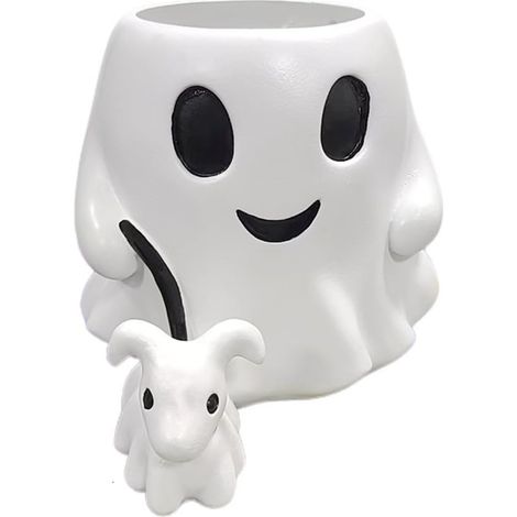Pot de fleurs avec figurine fantôme, pot de fleurs fantôme d'Halloween, décoration pour plantes d'intérieur, pot original pour succulentes, joli porte-stylo, idéal pour le jardin et le bureau (1/5)