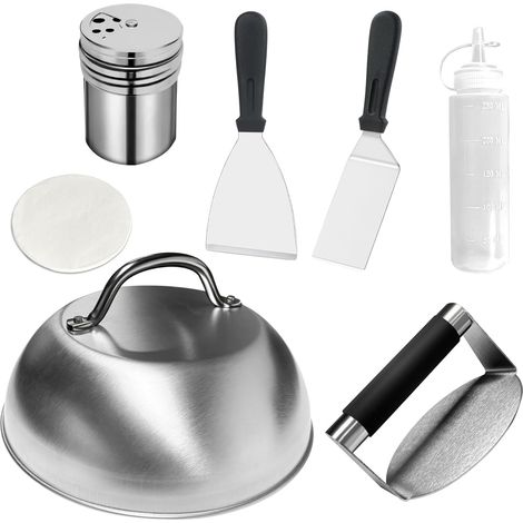 Hamburger-Glätter und Hamburger-Wender aus Metall, Hamburger-Restaurant, Gewürzstreuer, Wachspapier, Quetschflasche, Backblech