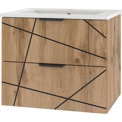 Meuble simple vasque encastrée 60cm Teren Bois