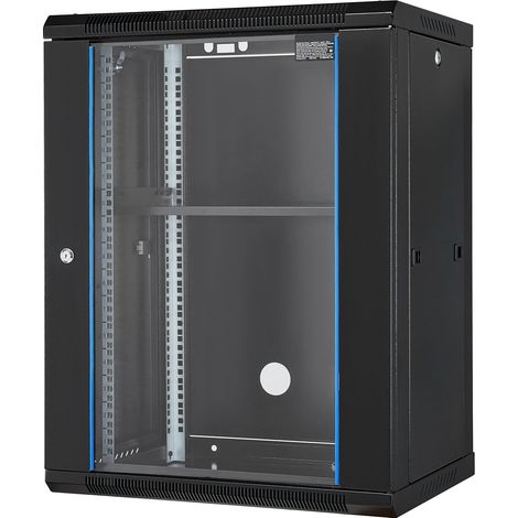 Armoire rack réseau mural 15U avec porte vitrée verrouillable profondeur 45,7 cm pour serveur informatique (1/5)
