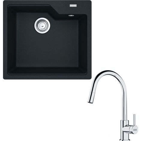 Pack cuve Urbis Fragranit noir mat 560 x 500 x 230 mm + mitigeur Lina J douchette - Franke (1/5)