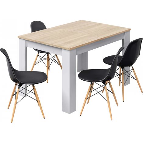 TAVOLO DA SOGGIORNO ESTENSIBLE JIMENA - Rovere / Bianco (1/5)