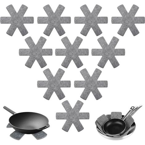 Protection Casseroles et Protège-Poêle, 10 Pièces Protege Poele Feutrine, Résistant à la Chaleur et Antidérapant Protection poele et Casserole, pour Éviter Les Rayures