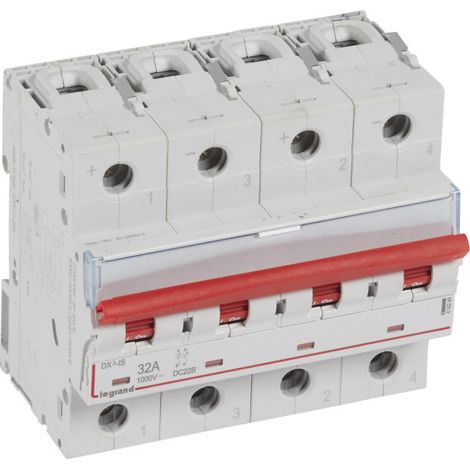 Interrupteur sectionneur modulaire à manette courant continu 1000V pour application photovoltaïque 32A 6 modules (414244)
