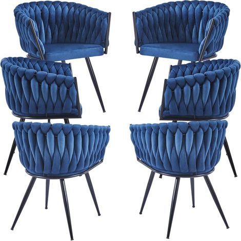 Packs Sillas Comedor - Pack 6 Sillas Widny Black Terciopelo - Azul (1/5)