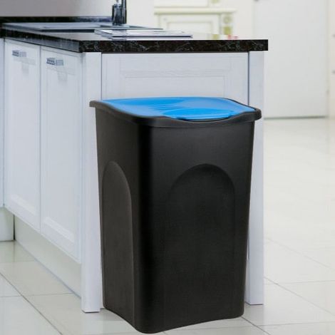 Poubelle domestique 50 l. Bleue et noire. Idéal tri et recyclage (1/2)