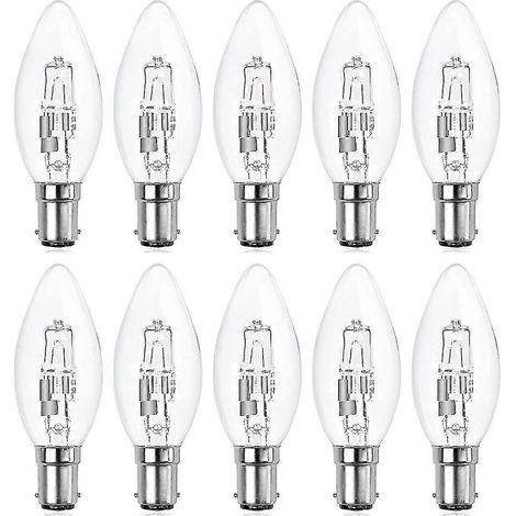Lot de 10 ampoules halogènes B15d, dimmables, 42 W, type bougie, culot à baïonnette C35. (1/5)