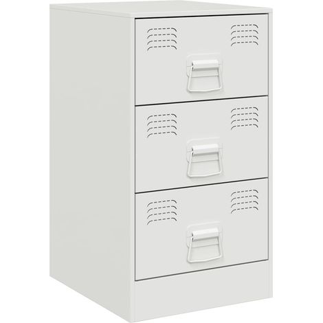 Comodino con 3 cassetti 34,5 x 39 x 62 cm acciaio bianco DEC033293
