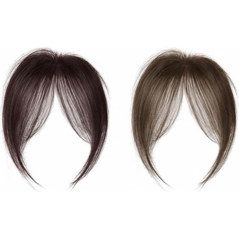 Fausse Frange Rideau à Clip, 2 Pièces Cheveux Naturel 40g (Brun Foncé & Clair), Extensions Mèches Latérales pour Look Tendance, Postiche Femme Facile (1/5)