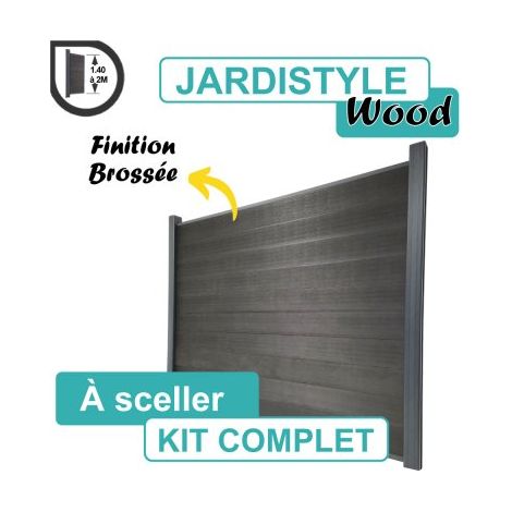 Kit Clôture Composite Gris Anthracite Effet Brossé 3,6M - A Sceller - 1,40 mètre