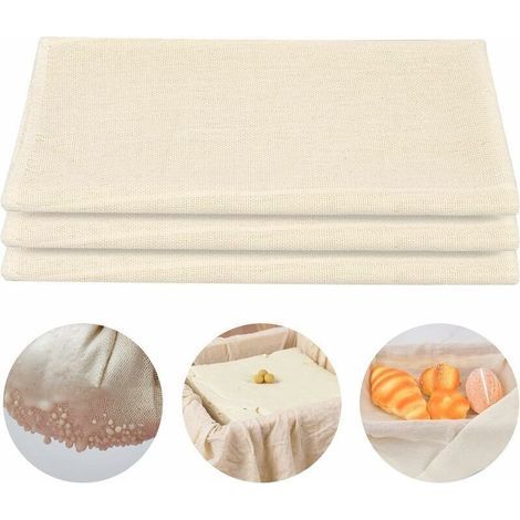 3 piezas de paños de muselina, gasa sin blanquear, gasa reutilizable, paño de tela suave cuadrado para alimentos, yogur, zumo, vino, filtrado, escurrido y cocina (50 x 50 cm) (1/5)