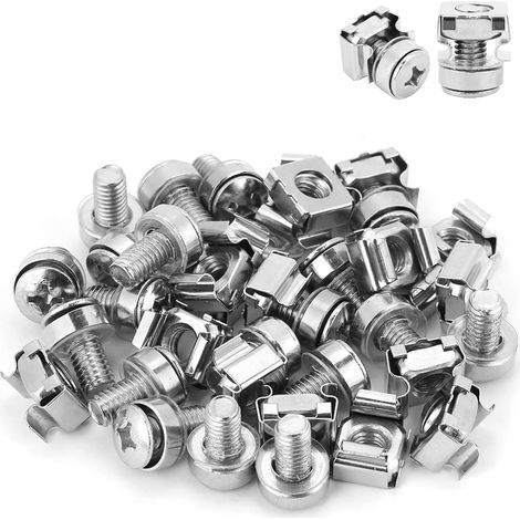 50pcs Cage Nut Network Cabinet Rack Screw Assortment Kit for Mounting Server Shelves, M5x16 (1/5)
