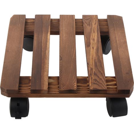 Robuster, mobiler Blumenständer aus Holz für Zimmerpflanzen, ausgestattet mit Rollen, ideal für Balkon, Wohnzimmer oder Tisch. (1/5)