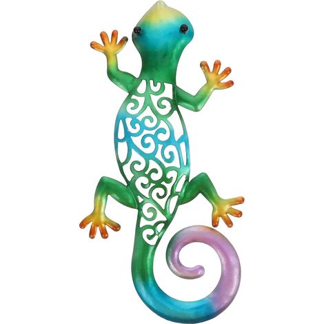 Générique Ornement Mural Gecko en Fer Décoration Murale, Design Unique et Délicat pour Maison et Fenêtres, Sculpture Murale Brillante et Nouvelle (1/5)