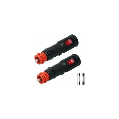 Zigarettenanzünderstecker, universelle 12-V-Zigarettenanzünderbuchse (männlich), mit Schalter und Sicherung für 12-mm-DIN-HELLA-/20-mm-12-V-24-V-Steckdosen, Kabel bis zu 2 x 2,5 mm² für Wohnmobile, Bo (1/4)