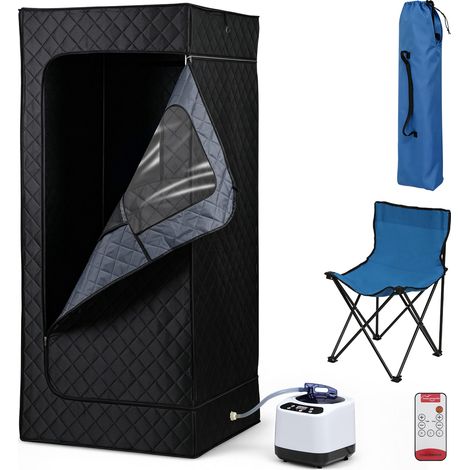 TolleTour Sauna à vapeur individuel 1200 W avec tente 90 x 90 x 180 cm et chaise pliante (1/5)