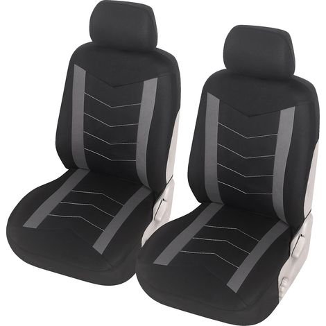 Funda universal para asientos de coche, color negro y gris  Juego de fundas universales para asientos de coche  Fundas para asientos delanteros y traseros (1/5)