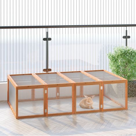 Corral exterior para conejos 181x100x48 cm de madera natural, acceso fácil FloraGrace (1/5)