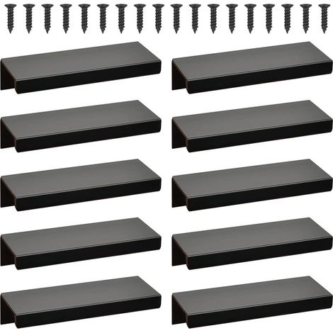 Poignées de meubles de cuisine - poignées modernes - lot de 10 - noires - 80 mm (1/5)