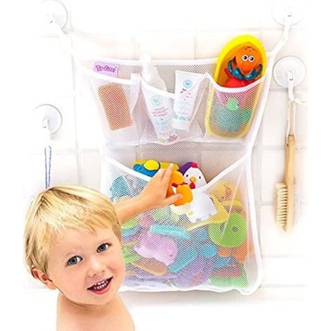 Spielzeug Organizer fürs Badezimmer Duschablage aus Netzgewebe (35,5 x 45 cm) Saugnäpfe Aufbewahrungsregal für Spielzeug aus Netzgewebe Badezimme (1/5)