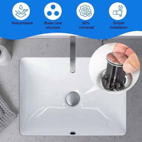 Tapón para lavabo de 2 piezas，tapón de desagüe para lavabo，tapón para lavabo para todos los lavabos y bidés estándar (1/4)