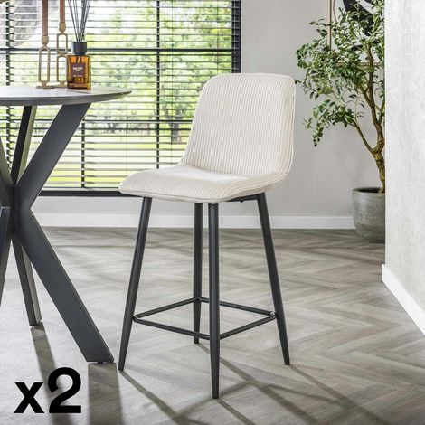 Chaise de bar en tissu côtelé crème (lot de 2) TAJ (1/5)