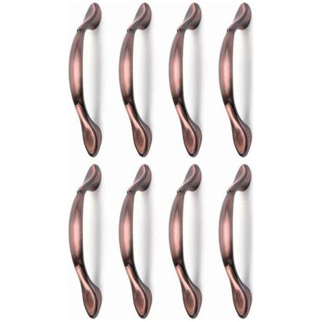 8 pcs Vintage Poignées de Porte de Meubles, Poignées d’Armoire Vintage en Forme d’Arc Poignée Tirer Meubles (Entraxe des trous 96 mm, bronze rouge)