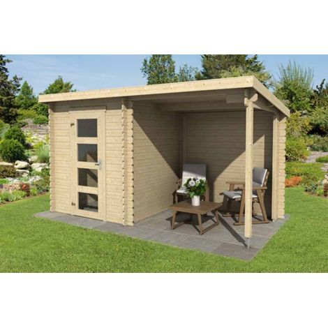 Jelle 175 Plus-Log Cabin, Wooden Garden Room, Timber Summerhouse, Home Office - L390 x W214.4 x H210.9 cm