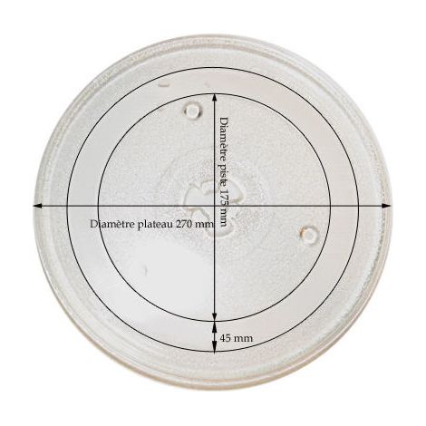 Plateau tournant diametre 270 mm 49PM021 pour Micro-ondes BLUESKY, CARREFOUR HOME, CONTINENTAL EDISON, DELONGHI, ESSENTIEL B, FAR, GALANZ, JEKEN, RUSSELL HOBBS, SABA, SHARP, MICRO ONDES ESSENTIELB P (1/2)