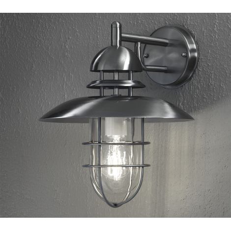 Außenwandleuchte / Wandlampe SORRENTO in Edelstahl, Laterne außen IP44 (1/4)