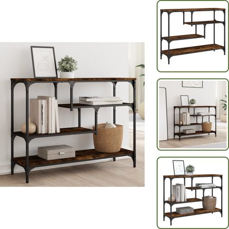 The Living Store Table console chêne fumé 100x30x75 cm bois d'ingénierie - Table Basse - Meuble D'entrée - Table D'appoint - Table Console - Table Industrielle (1/5)