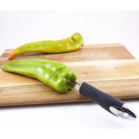 Descorazonador de pimientos portátil de acero inoxidable para calabacines, pepinos y otras verduras: un dispositivo especial con borde dentado, para cocina, envío gratuito, estilo 1 (1/2)