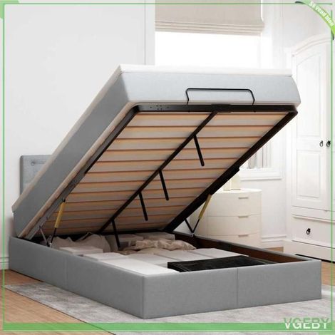 Lit ottoman avec matelas - 3311615 - 120x200 cm - tissu gris clair - rangement hydraulique (1/5)