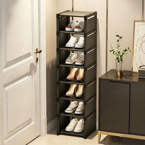 Étagère à chaussures mince 8 étages - Rangement vertical gain de place - Meuble de rangement d'entrée, 26x27x124cm (1/5)