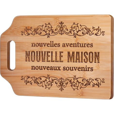 Cadeau Cremaillere Maison, Cadeau Crémaillère - Planche Bambou Gravée (1/5)