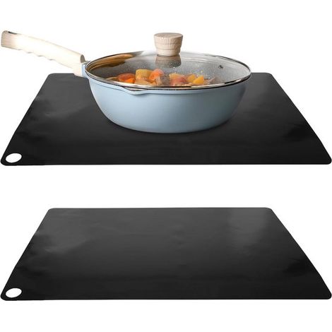Schutzmatten für Induktionskochfelder, 35 x 25 cm, quadratisch Silikon Glasfaser Material feuerfeste Unterlage 2 Stück (1/5)