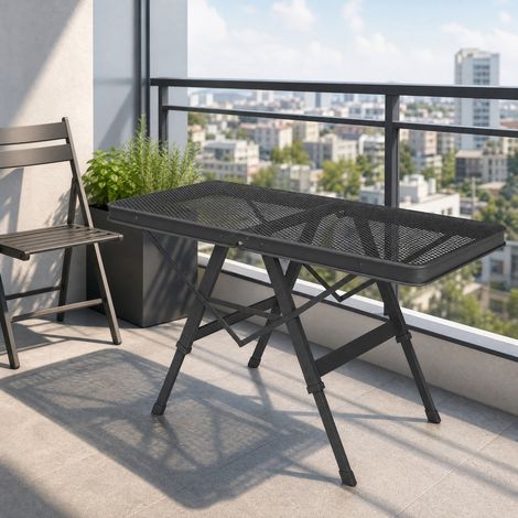 Table jardin pliante réglable 90x40,5 cm métal noir HAVRYA (1/5)