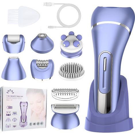 Épilateur multifonction 7 en 1 pour femmes, rechargeable par USB avec base violette-AquaForge