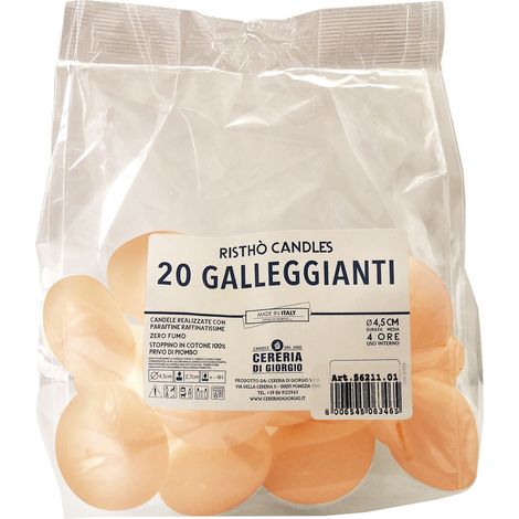 Cereria Di Giorgio Candele Galleggianti Ø 4,5 cm H. 2,7 cm (20 pz) - Cipria