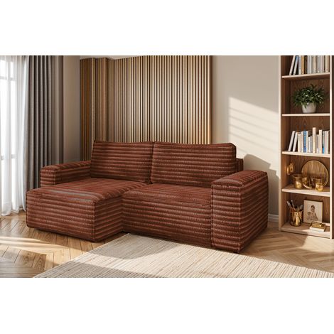 L-förmiges Bohoo-Ecksofa mit Schlaffunktion stoff Velo Kupfer Links (1/5)