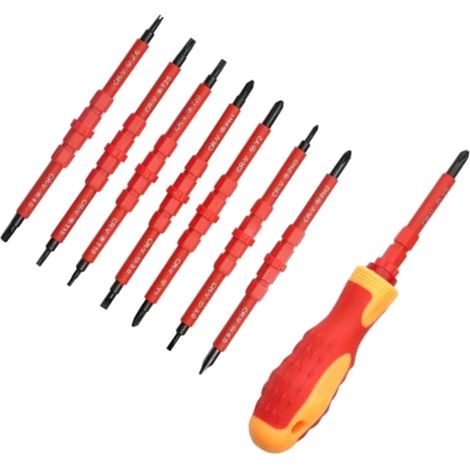 Jeu de tournevis isolés, kit d'outils de réparation pour électricien, tournevis Phillips et plats magnétiques puissants (1/4)