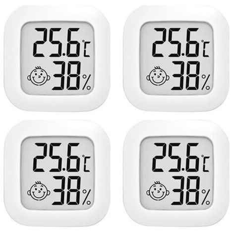 Thermomètre hygromètre électronique avec écran LCD, 4 mini thermomètres d'intérieur multifonctionnels, pratiques et faciles à transporter (1/4)