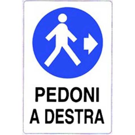 Cartello di informazione pedoni a destra cm 50x70 (1/2)