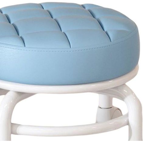Tabouret à roulettes rotatif - - 360° - Rond - Bleu - Cuir PU - Siège rembourré - Roues universelles - Léger (1/5)