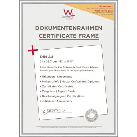 Cadre photo argent 21 x 29,7 cm (DIN A4) avec double pack de verre d’art, cadre en plastique (1/4)