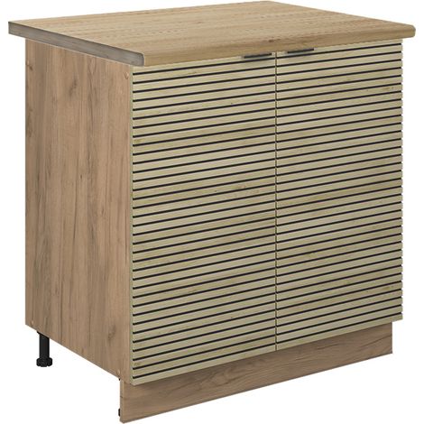 Mueble bajo fregadero Fame-Line, Panel de roble, 80 cm , ET Roble, Vicco (1/5)